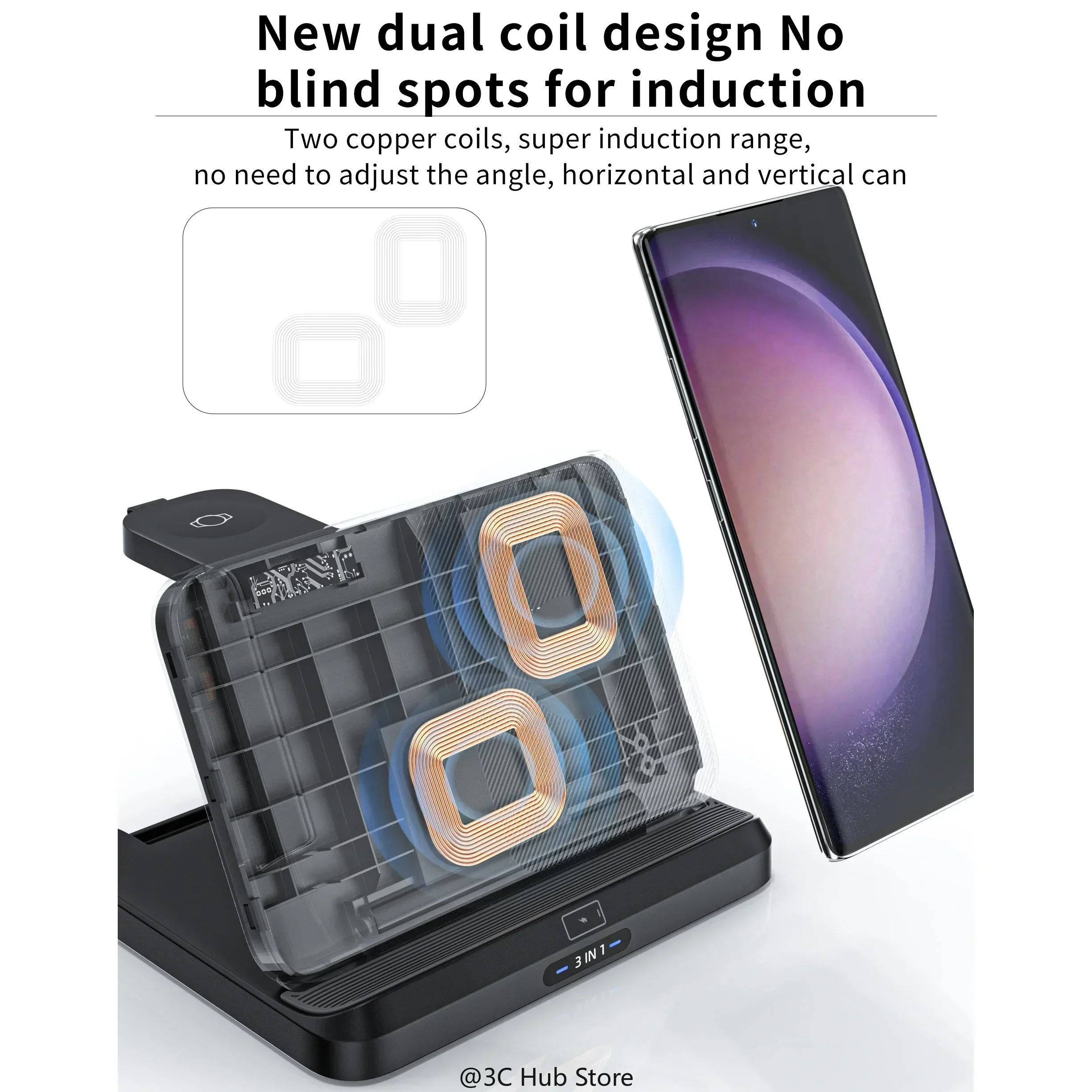 3 in 1 Wireless Charger Stand for Samsung Galaxy Z Fold 5 4 3 S23 Ultra Fast Charging Dock Station for Galaxy Watch 6 Buds2