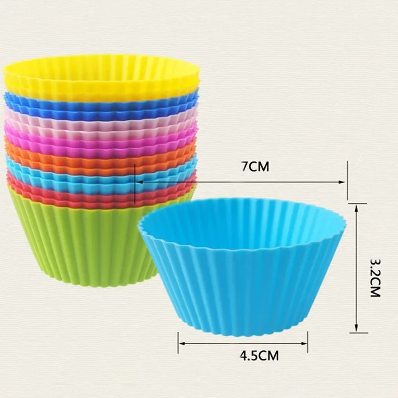 12pcs Round High Temperature Resistant Silicone Small Cake Cup Mold High Temperature Resistant Kitchen Baking Accessories