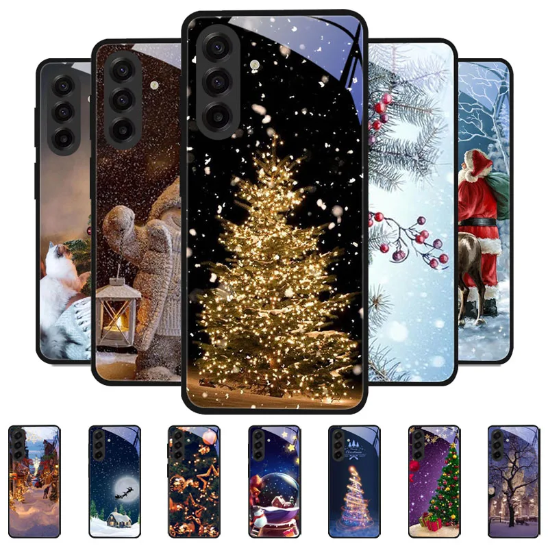 Festive Christmas Style Shockproof Tempered Glass Phone Case