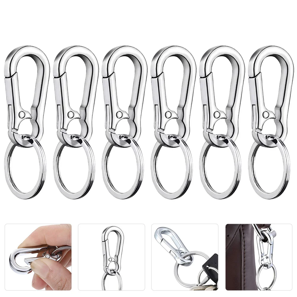 

6 Metal Carabiner Clip Keychain Practical Key Ring Holder Key Holder Zinc Alloy Keychain For Bag/ Car Key