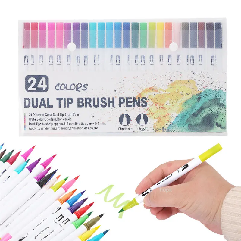 Bview Art-rotuladores de pincel de acuarela, rotuladores de caligrafía,  rotuladores de pincel suave para colorear, 10 colores - AliExpress