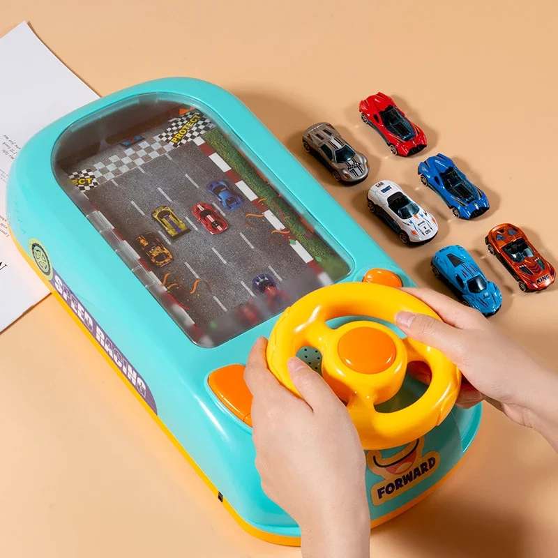 Educational Electric Tabletop Racing Game Console, Adventure Challenge, Simulated Driving Steering Wheel, Children's Toy