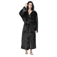 Newce Mens Soft Plush Fleece Hooded Bathrobe - Full Length Long Warm Robe for Regular&Big and Tall, Cozy Lounge Wear Bath robe 4