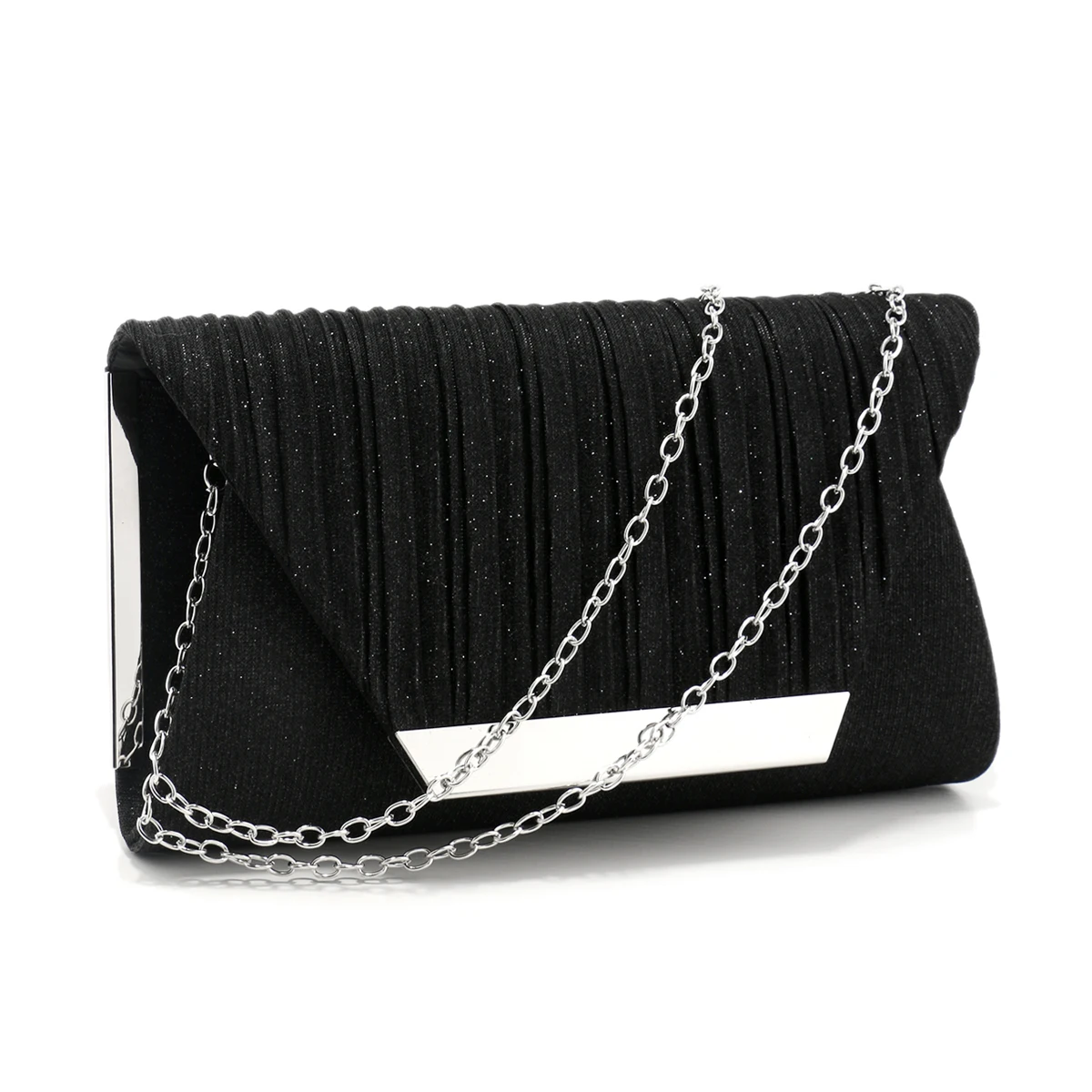 Green Glitter Metal Shoulder Evening Clutch Handbag for Women
