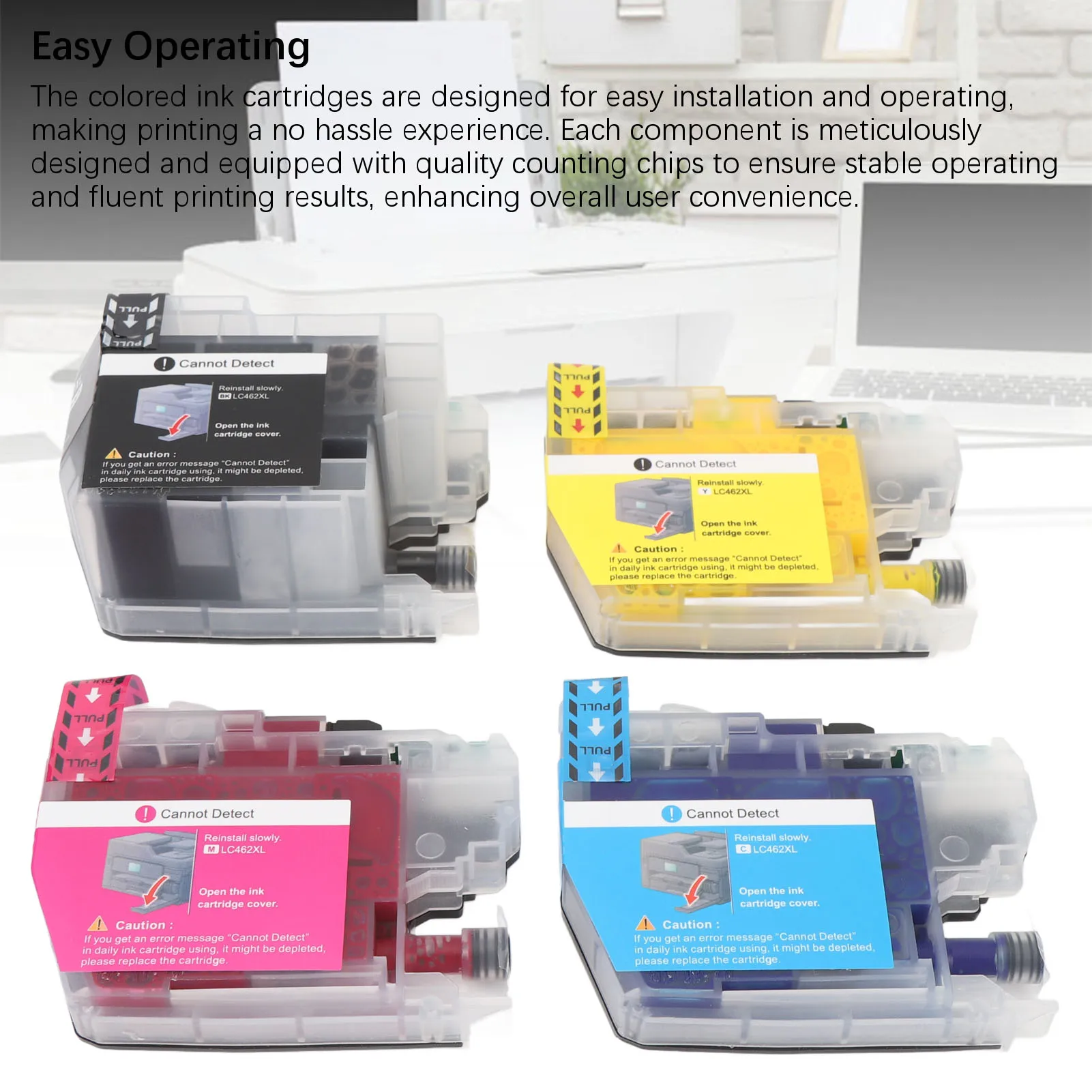 4PCS Ink Cartridge Black Blue Red Yellow LC462XL Printer Ink Cartridge Replacement for MFC-J2340DW J3540DW J3940 Printer