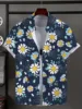 Men's Shirt Fashion Plant Flowers Graphic Tops Button Up Shirt New Casual  Unisex Shirt Vacation Lapel Short Sleeves Shirt 2