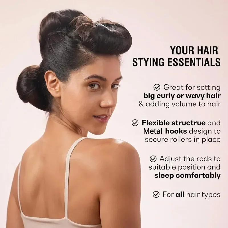 Hair Curling Tools Heatless Curling Rod Headband Lazy Hair Curlers No Heat Hair Rollers Curls Sleeping Soft Flexi Rods with Hook Styling Tools