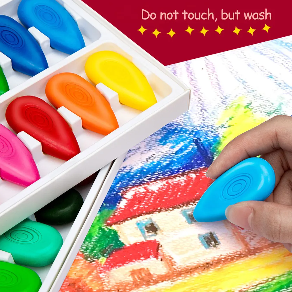 Drop Shape Crayons 12/24 Colors/Set Non Dirty Hand Washable Safe Non-Toxic for kids Baby Toddler Gift Early Education Tools colored crayons,children painting supplies