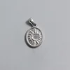 RHYSONG 316L Stainless Steel Initial Letter Silver Color Pendants Round Sun Charm For Women DIY Findings Jewelry Without Chain 2