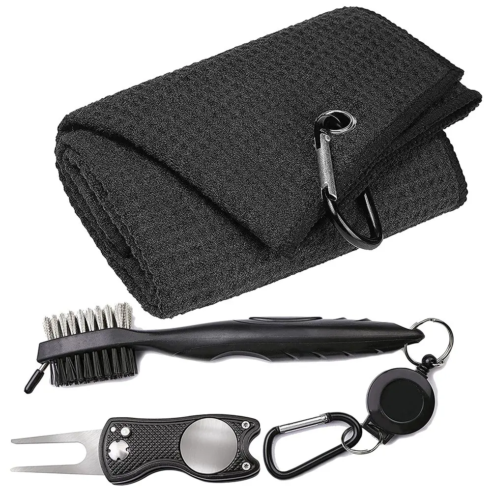 

Комплект полотенец для гольфа, спортивное полотенце с карабином, тройного сложения, полотенце для гольфа, 40 х60 см, щеточка для клюшек для гольфа