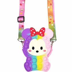 Porte monnaie Pop It Disney pour filles, pochette en bandoulière, Minnie Mouse, Popit, anti stress, à la mode 