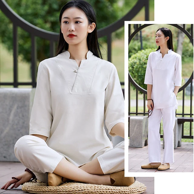 Full Hottest Women Long-sleeved Cotton Linen Yoga Suit Lady Meditation Girl Clothing Shirt Pants Fitness Body Building S-XXL
