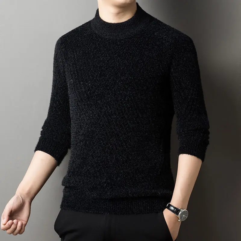 2023 New Men's Clothing Knitted High-neck Long Sleeve Thick Autumn Winter Casual Business Solid Color Sweaters Jumpers