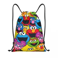 Custom Sesame Street Cookie Monster Drawstring Bags for Training Yoga Backpacks Men Women Happy Elmo Sports Gym Sackpack 1
