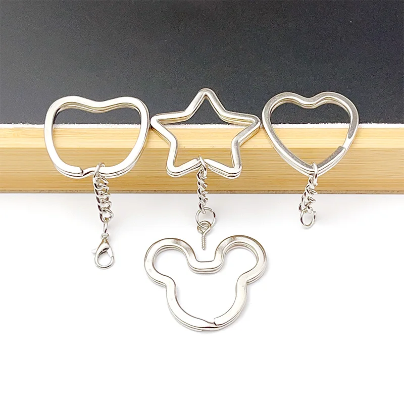 Set of 6 Heart and Star Shaped Metal Key Rings