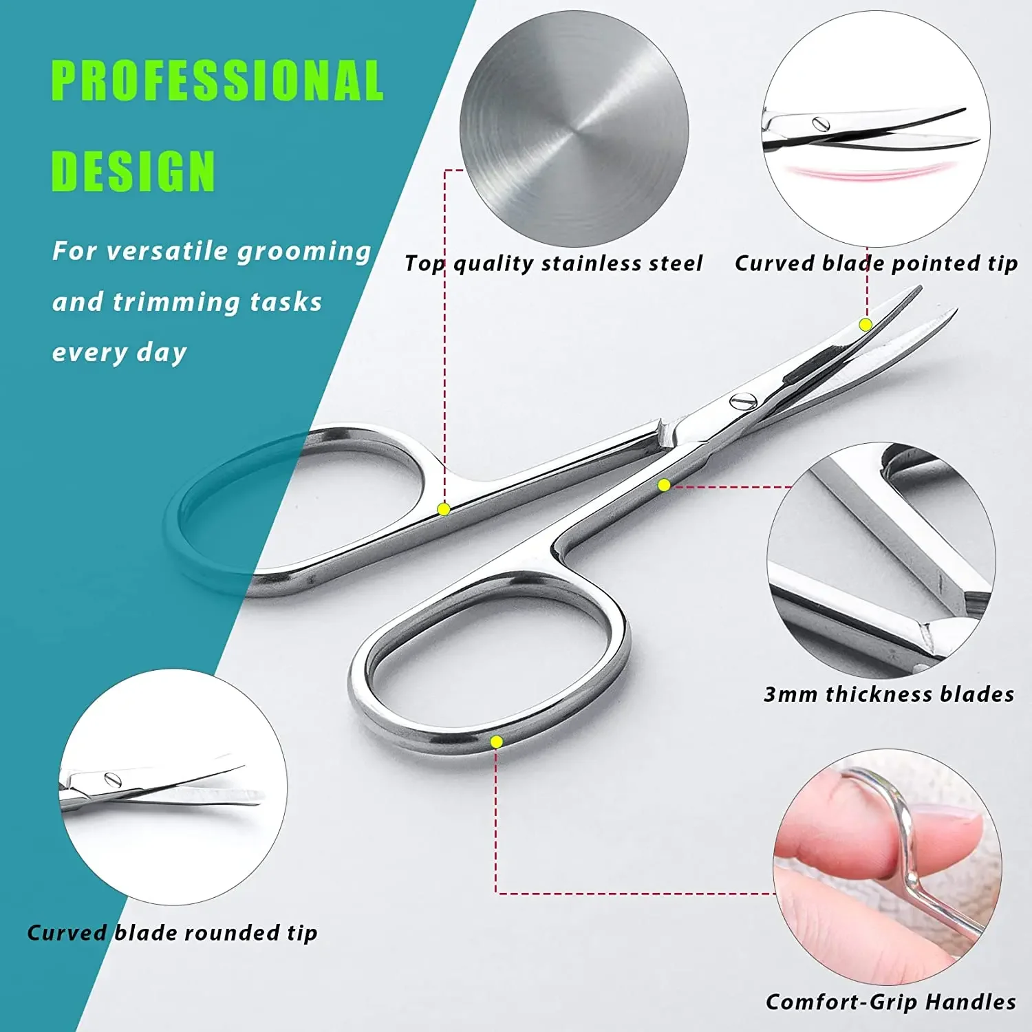 1/2Pcs Professional Makeup Scissors Nails Eyebrow Nose Eyelash Cuticle Trimmer Scissor Manicure Tool Curved Pedicure Scissors 2