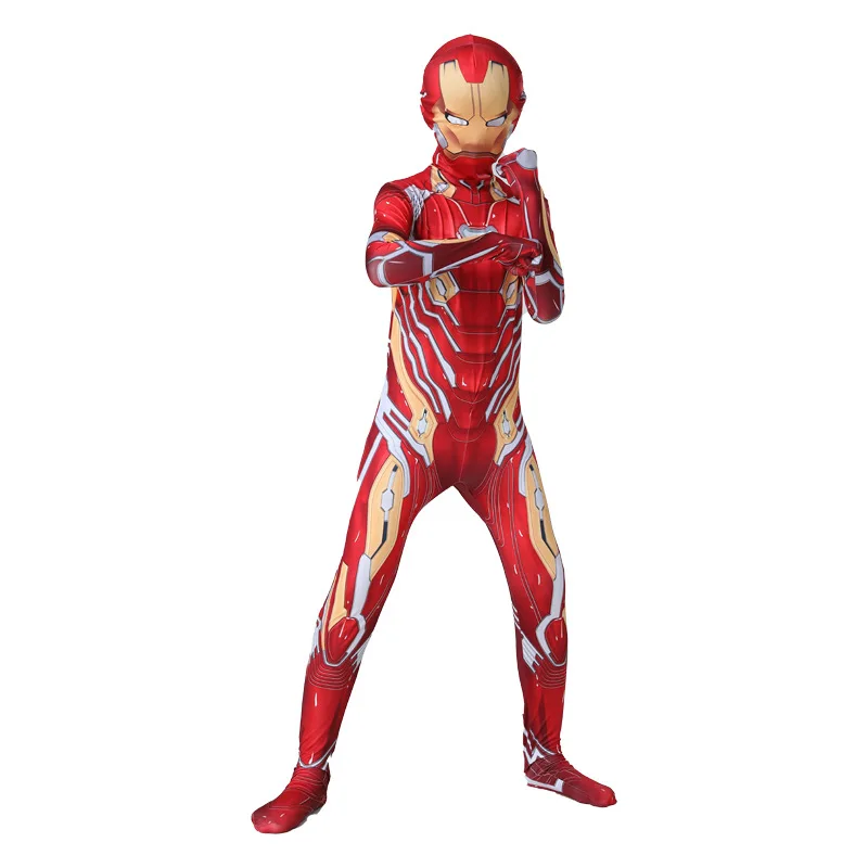 Iron Man Cosplay Bodysuit Jumpsuit Halloween Carnival Party Cosplay Costume for Child Iron Man Costume for Kids Superhero 2