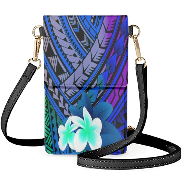 Polynesian Tribal Printed Crossbody Bag for Women Hawaiian Hibiscus Flower  with Tattoo Sea Turtle Pattern Leather Handbag Female - AliExpress