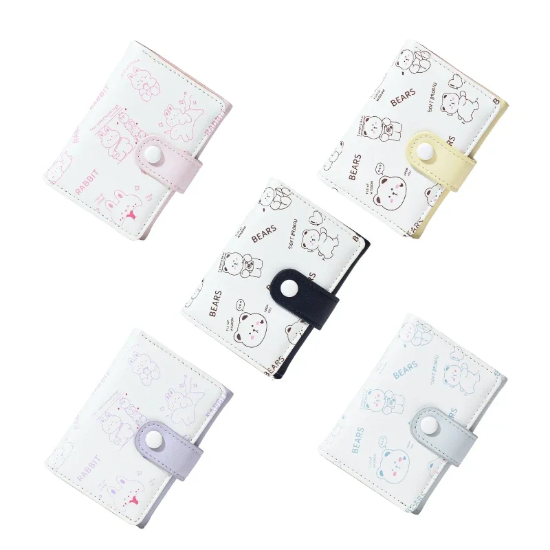 

Cute Bear Wallet Women's Small Buckle Girls Credit Card Holder PU Leather Coin Purse Large Capacity Printed Women's Wallet Gift