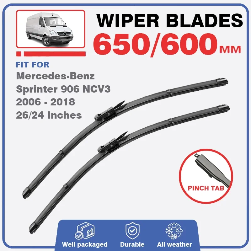 HQ Automotive Aero Wiper Blades – Front Pair For Mercedes Sprinter NCV3 (2006-Up) 26” & 24”