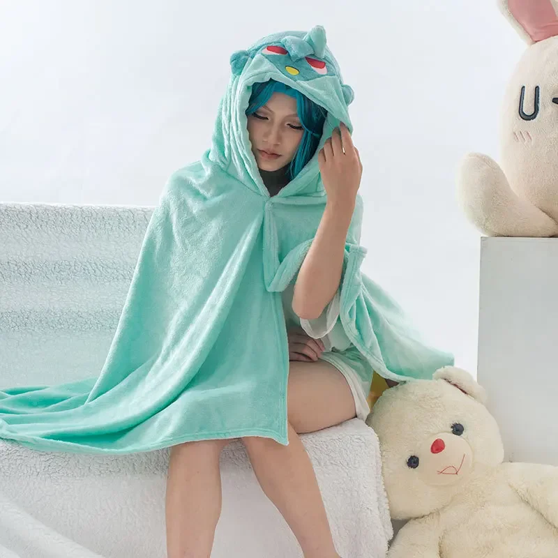 Genshin Anime Blanket Hoodie Cloak Zhongli Pajamas Blanket Wearable Cloak Cape Xiao Cosplay Flannel Shawl Blanket Comfy Homewear 3