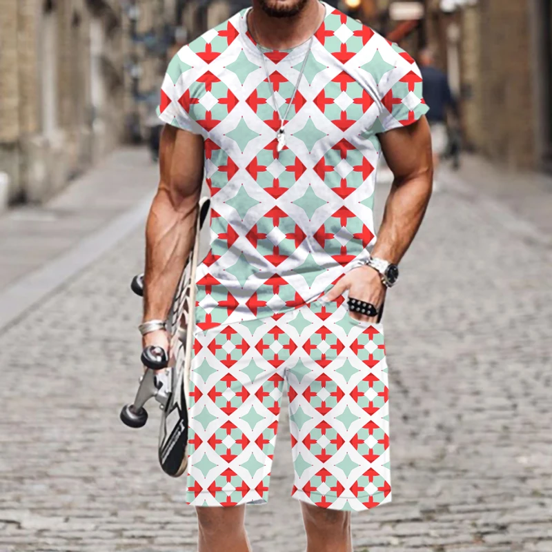 Men's T shirt Shorts Set Beach Retro 