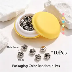 Set of 10 Gold - Plated Stainless Steel Rose Beads (Kit 5)