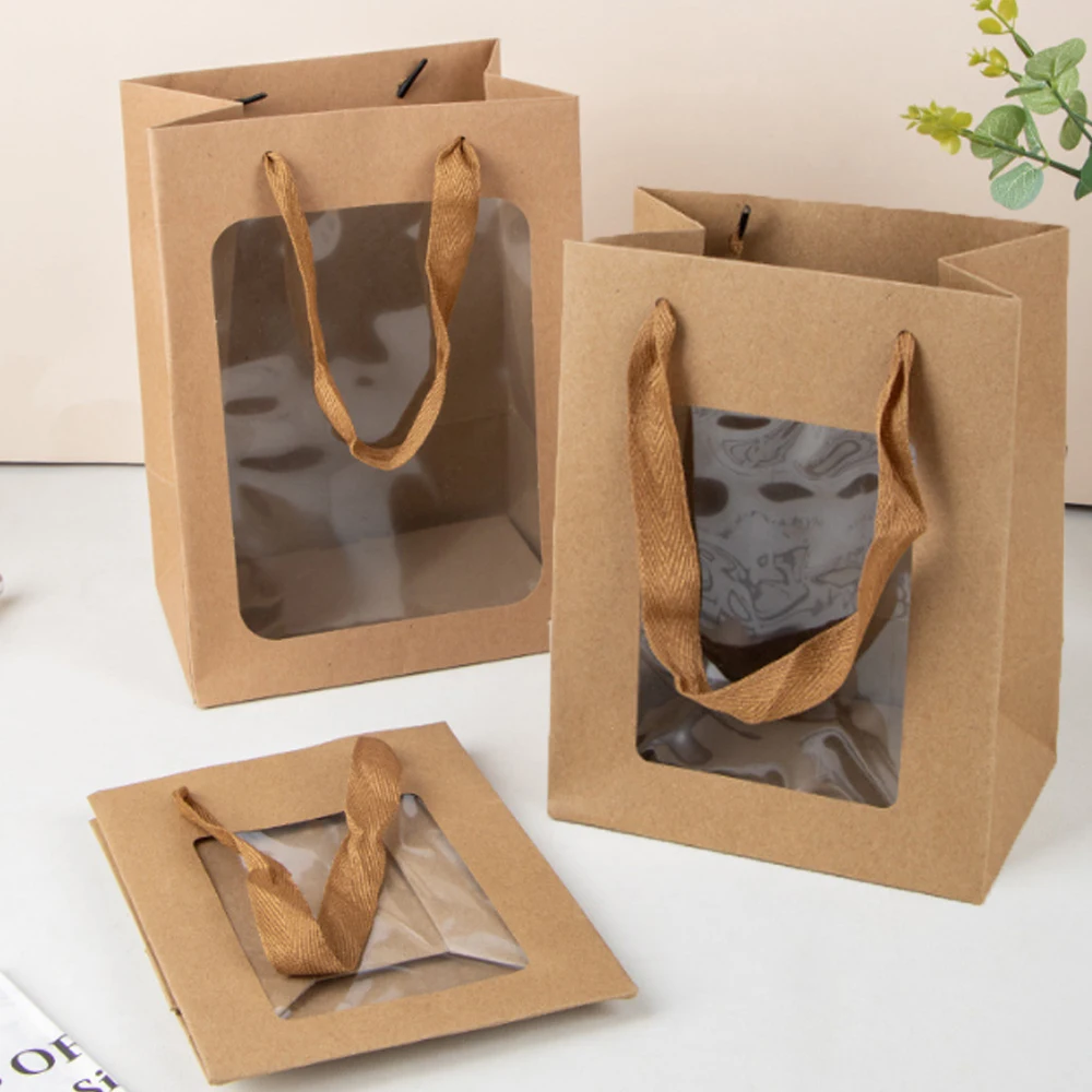 10PCS Christmas Gift Bags Gift Paper Bags Holiday Party Wrapping Kraft Paper Multi-style Christmas Decoration