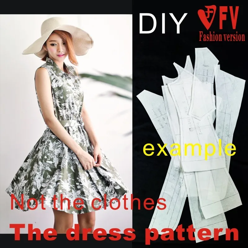 Dresses Sewing Pattern Template Cutting drawing Clothing DIY ((Not selling clothes)) BLQ-182
