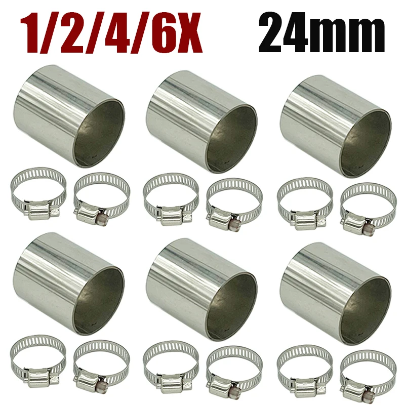 1/2/4/6X 24mm Air Diesel Parking Heater Exhaust Pipe Connector Stainless Steel Gas Vent Hose With Clamps For Webasto Eberspacher diesel heater exhaust pipe