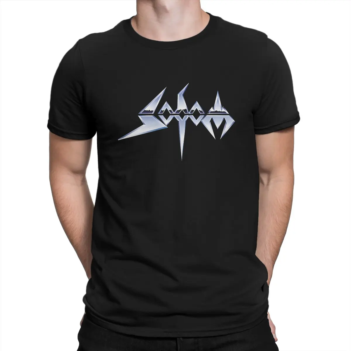 thumbnail image 1 of Camisetas para hombre con logotipo de metal, divertidas camisetas de algodón puro, camiseta de manga corta Sodom, cuello redondo, ropa de verano, 1 of 6