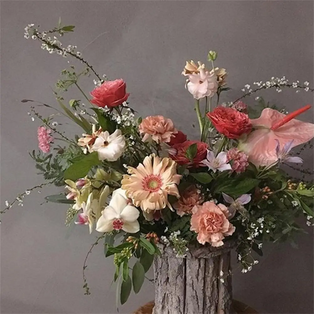 Dried Flower Packaging Bark Barrel Faux Tree Bark Dried Flower Packaging Box Flower Vase Christmas Xmas Decor Bark Barrel Bucket 3
