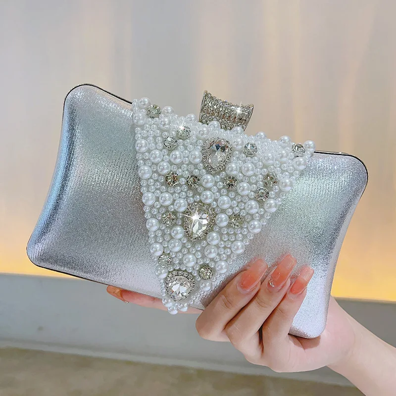 

Designer Clutch Evening Bags High Quality Elegant Women Handbag with Pearl Diamonds Inlay Banquet Bag Popular Fashion Minaudiere