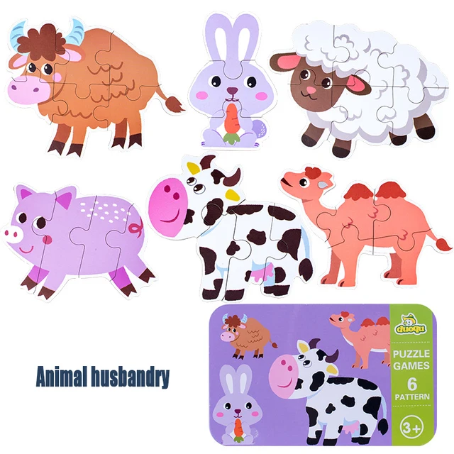 Kids Creative Wooden Puzzle Iron Box Kindergarten Baby Early Education  Cartoon Animal Traffic Puzzle Cognitive Interactive Game - AliExpress