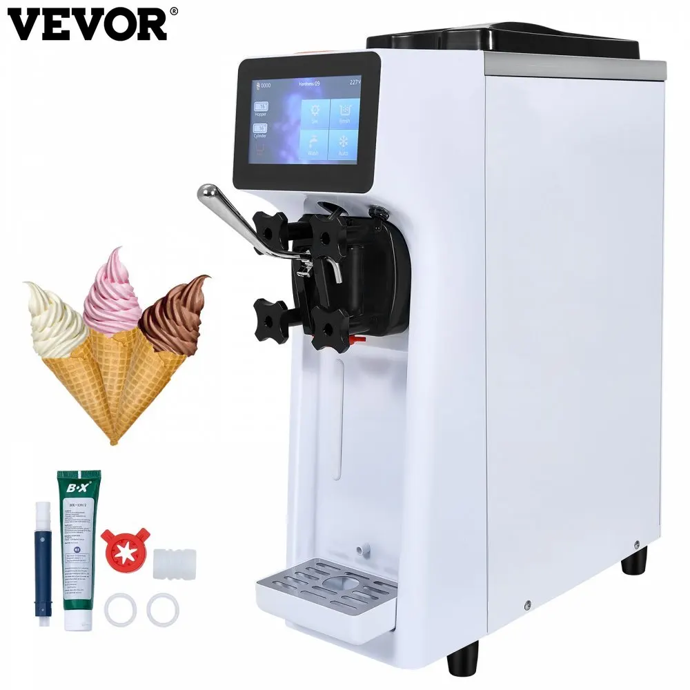 VEVOR Commercial Ice Cream Machine 1000W Single Flavor Countertop Soft Serve Ice Cream Maker Touch Screen Auto Clean Pre-cooling