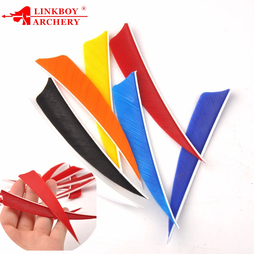 36pcs Linkboy Archery 4 Inches Arrow Real Turkey Feathers Shield Cut Striped 4'' Fletching Archery Diy Accessories