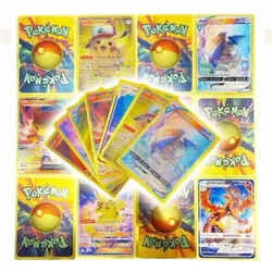 27-55Pcs Pokemon 3D Cards Colorful Shining English Vmax Gx Charizard Pikachu Trading Collection Battle Children Card Toys Gifts