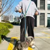 Reflective Nylon Leashes Pet Dogs Chain Traction Rope Leads for Running Dog Walking Free Hands Rope Chain for Small Large Dogs 3