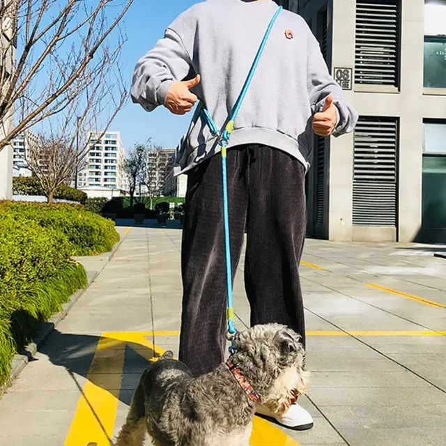 Reflective Nylon Leashes Pet Dogs Chain Traction Rope Leads for Running Dog Walking Free Hands Rope Chain for Small Large Dogs 3
