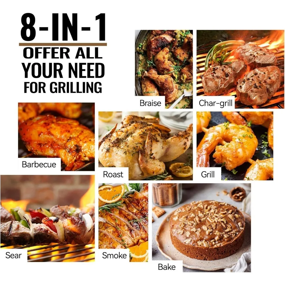 Wood Pellet Grill Smoker with PID Controller, 8-in-1 Master Sear BBQ Grill, Auto Temperature Control, Storage Cabinet Side Shelf 5