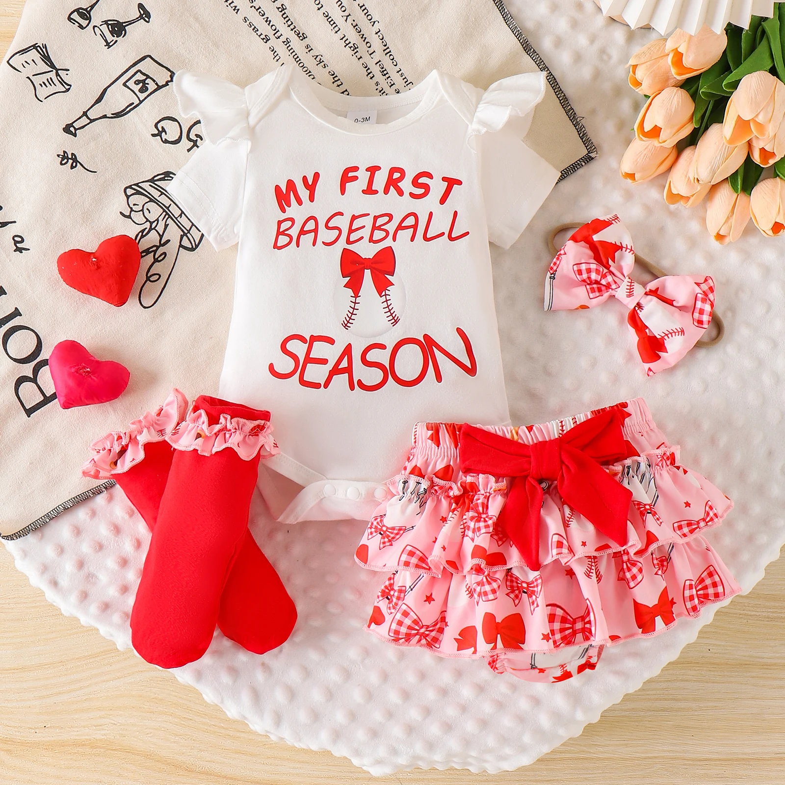 4종 여름 신상 여아 및 용 달콤하고 귀여운 0-1세 반팔옷+바지