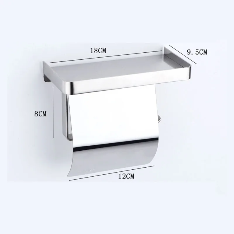 Stainless Steel Toilet Roll Holder Self Adhesive in Bathroom Tissue Paper Holder Black Finish,Easy Installation no Screw