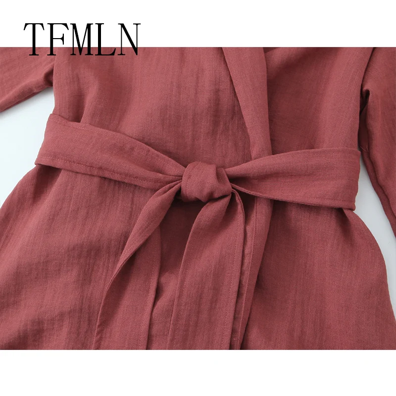 TFMLN Women Fashion Pajama Style Pants Sets 2025 New Long Sleeve Blouse With Sashes Shirts Top Women's Two Piece Set