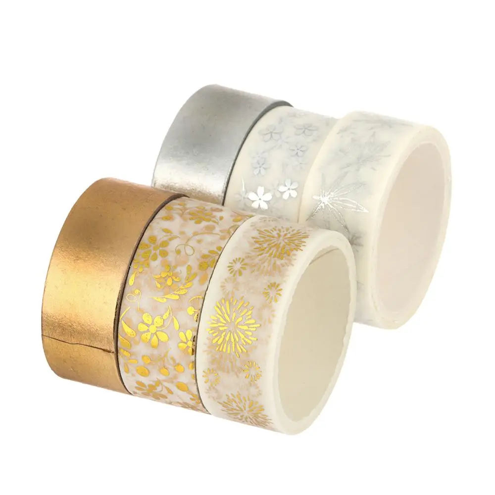 6Rolls/Set Flower Plant Washi Tape Decorative Adhesive Tape Gold Foil Masking Tape Sticker Scrapbooking New DIY Diary Gifts 5