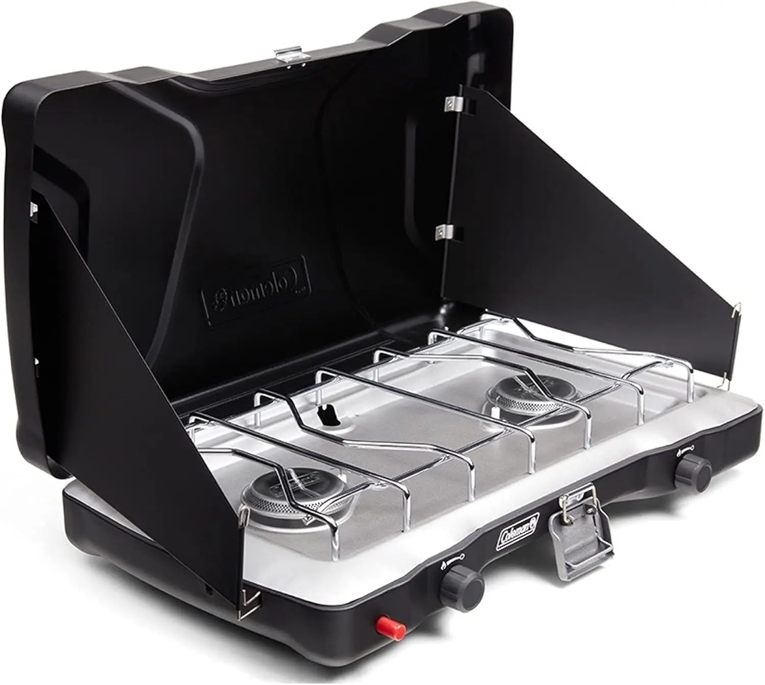Burner Propane Camping Stove, Push-Button Instant Ignition, Portable Camp Grill, Adjustable Burners