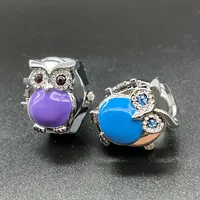 Rhinestone Owl Small Dial Quartz Analog Ring Watch Personality Clamshell Design Adjustable Clock Rings Women's Accessories Gifts 1