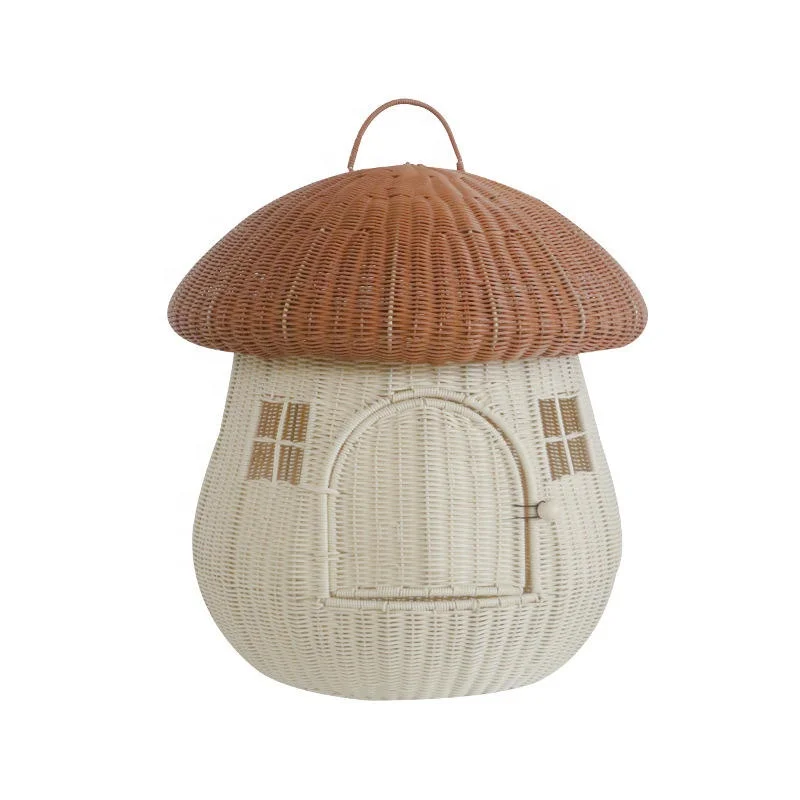 

New Luxury Large Hand Made Comfortable Mushroom Shape Cave Rattan Pet Beds