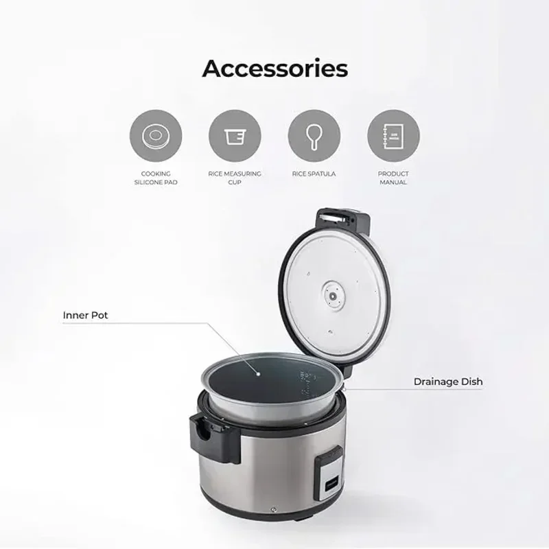 QWCUCKOO Commercial Large Capacity Rice Cooker 30 Cup/7.5 Qt. (Uncooked) 60 Cup/15 Qt. (Cooked) Superior Durability Stainless St 2