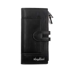 Elegant Women's Luxury PU Leather Slim Clutch Wallet with Zipper Coin Pocket (Black)