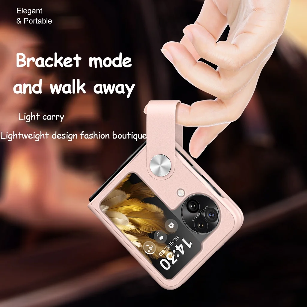 Case For OPPO Find N3 Flip 5G Case High-quality Leather Hand Strap Stand Phone For Find N3 Flip Cases Protection Back Cover